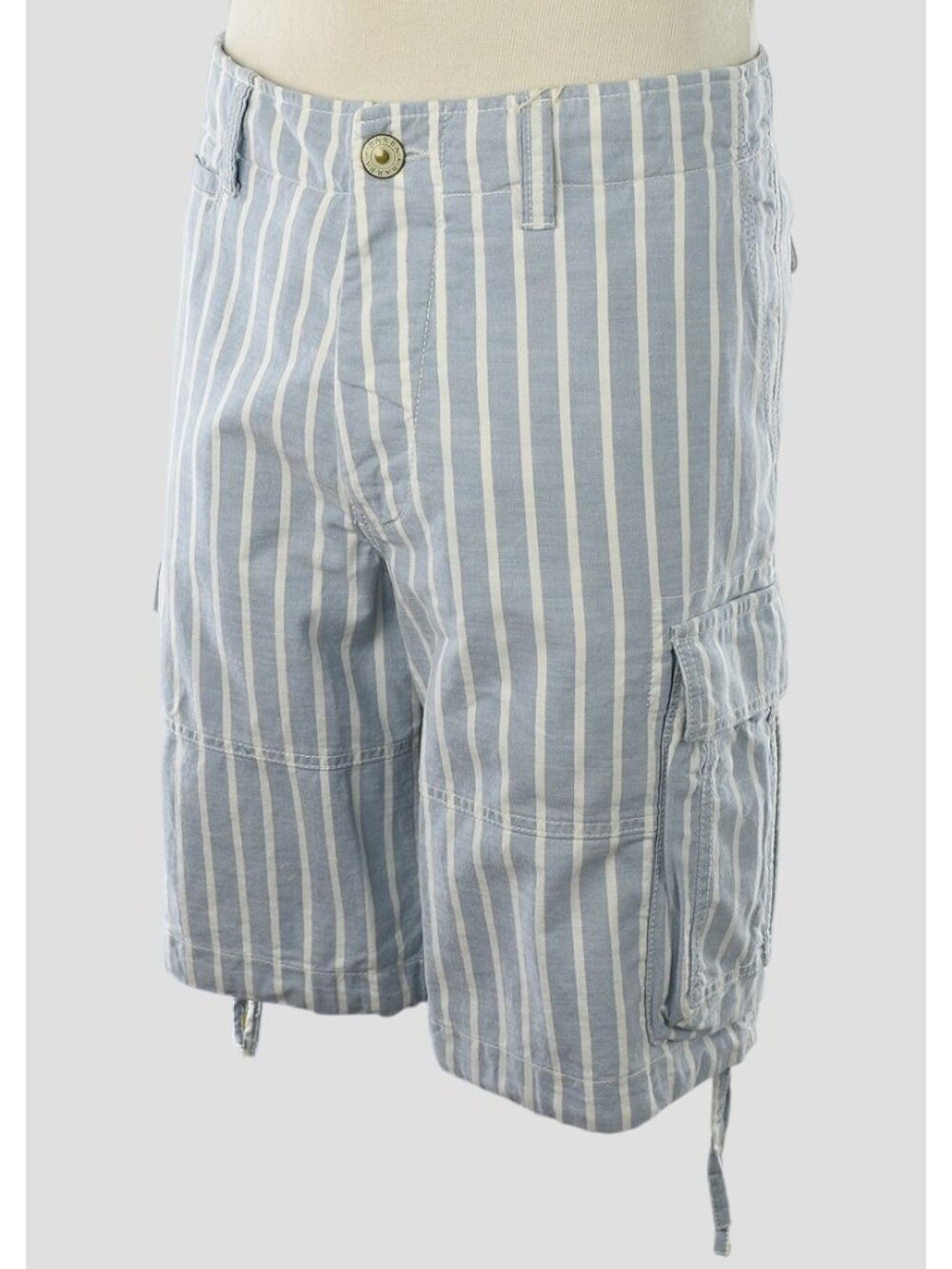 BARBA JOMUD COLLECTION Light Blue Stripe Cotton Cargo Shorts 52 36 Italy NWT